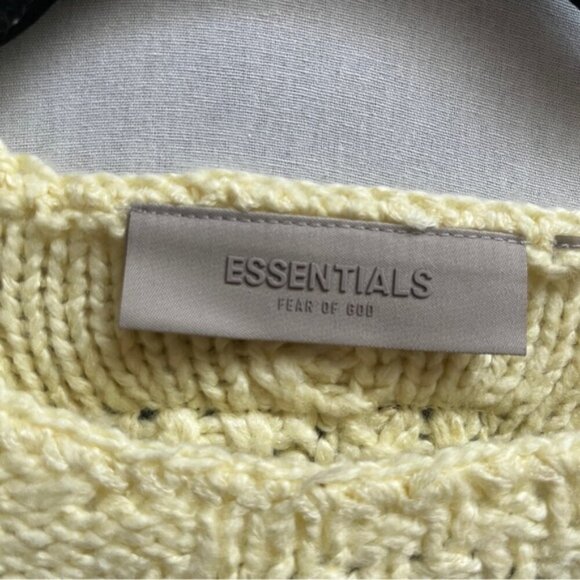 Essentials Fear of God Yellow Raglan Cable Knit Oversized Sweater Sz S - Picture 7 of 12